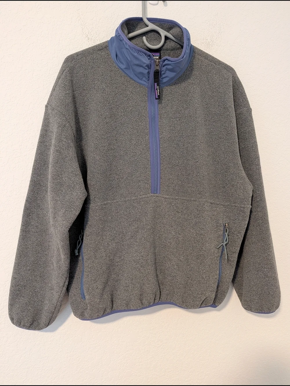 Patagonia Grey Blue Mock Neck Half-Zip Synchilla Marsupial Fleece Pullover M